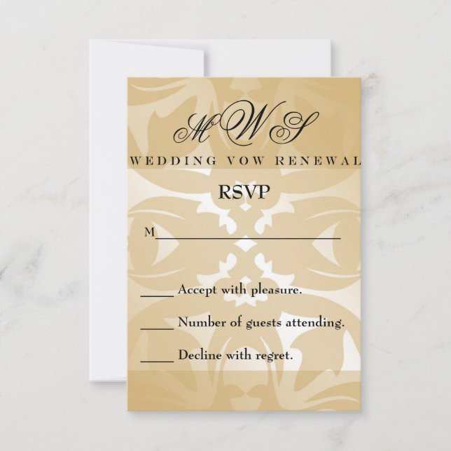 Damask Wedding Vow Renewal RSVP Card (Front)