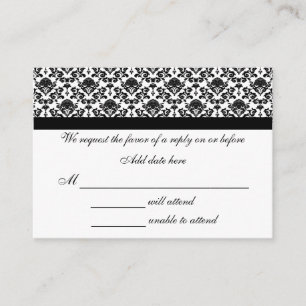 Damask White And Black Response Card