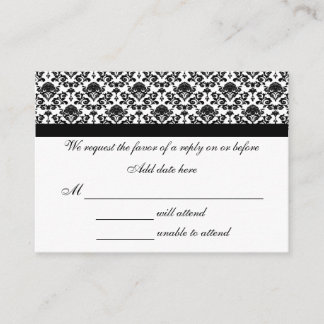 Damask White And Black Response Card
