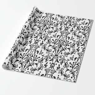 Damask White & Black Wrapping Paper