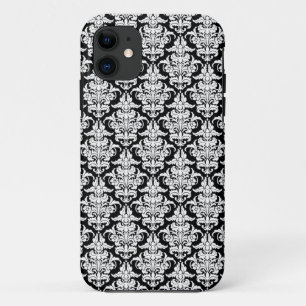 Damask - White on Black iPhone Case