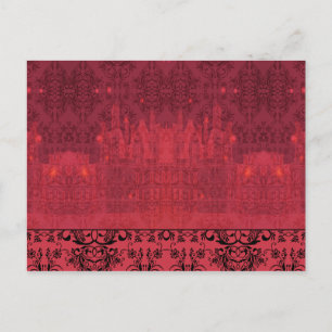 Damask Wildflowers, ANGEL'S CASTLE in Red & Pink Postcard