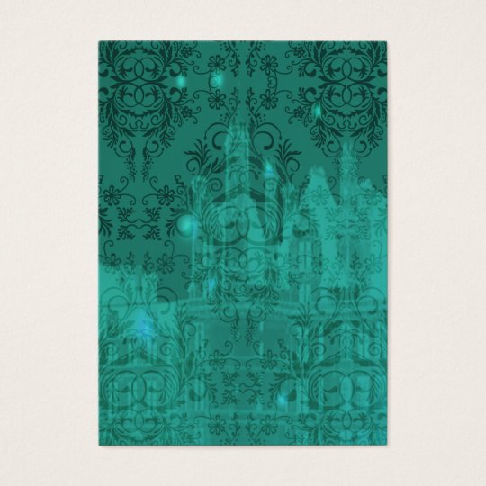Damask Wildflowers, ANGEL'S CASTLE in Turquoise Business Card
