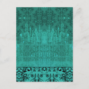 Damask Wildflowers, ANGEL'S CASTLE in Turquoise Postcard