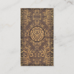 Damask Wildflowers, BOOK COVER in BROWN and GOLD Business Card