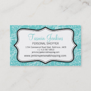 Damask wildflowers everyday teal business card