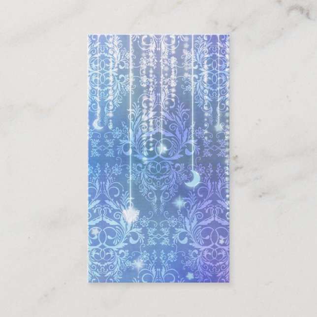 Damask Wildflowers, MADAM VALESKA in BLUE Business Card (Front)