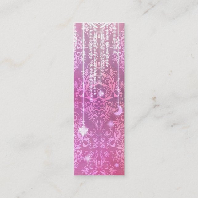 Damask Wildflowers, MADAM VALESKA in Pink Mini Business Card (Front)