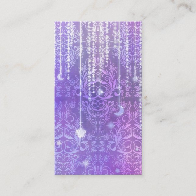 Damask Wildflowers, MADAM VALESKA in PURPLE Business Card (Front)