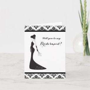 Damask Will You Be My Bridesmaid Card
