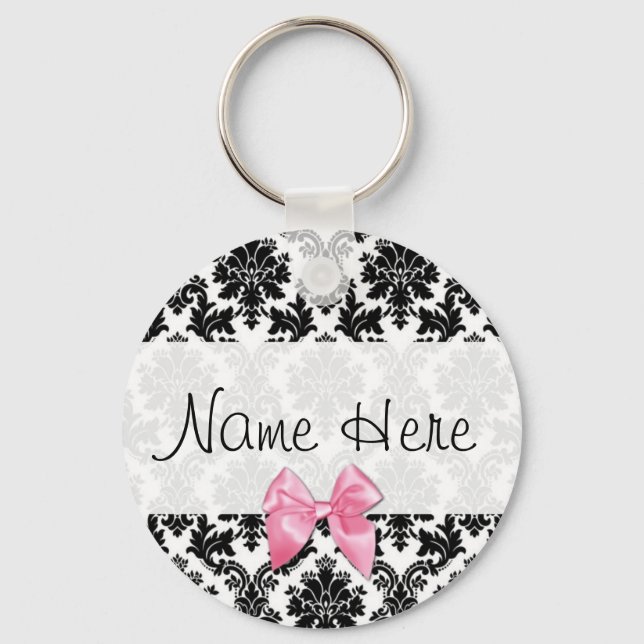 Damask with bow keychain (Front)