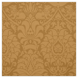 Damask with Lions, Burnt Caramel Fabric
