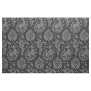 Damask with Winged Serpents, Black Fabric