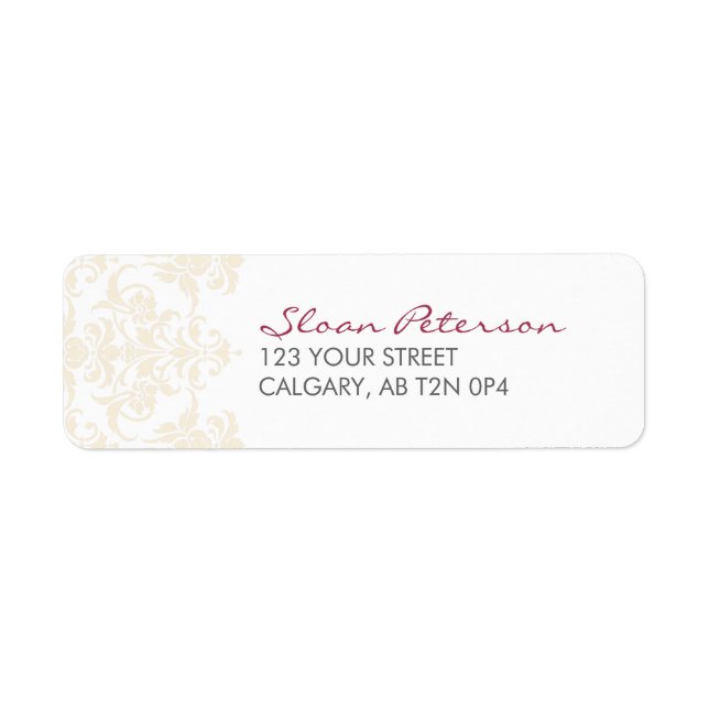 Damask Yellow Address Label (Front)