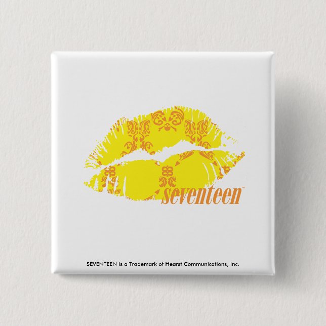 Damask Yellow-Orange 15 Cm Square Badge (Front)