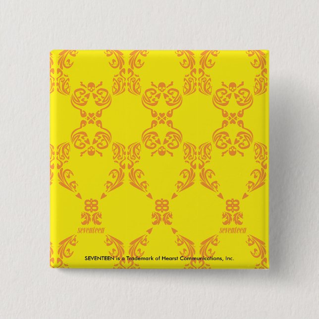 Damask Yellow-Orange 15 Cm Square Badge (Front)