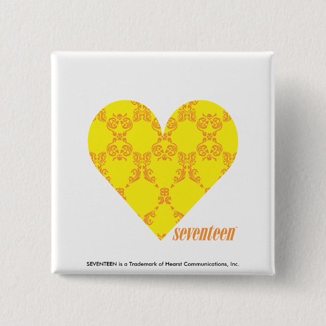 Damask Yellow-Orange 4 15 Cm Square Badge (Front)