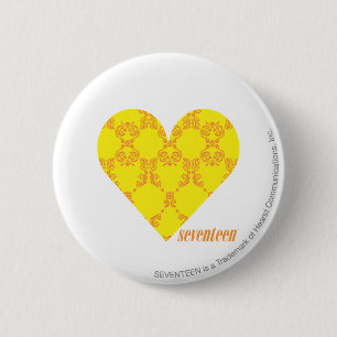 Damask Yellow-Orange 4 6 Cm Round Badge