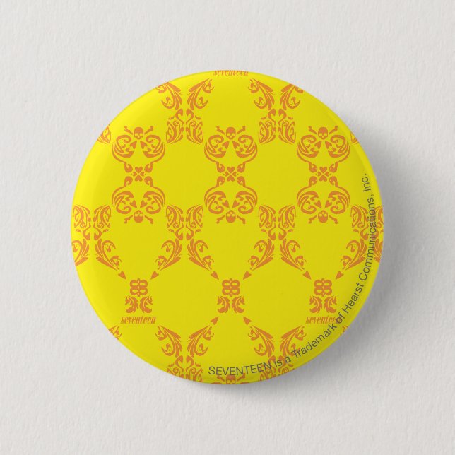 Damask Yellow-Orange 6 Cm Round Badge (Front)