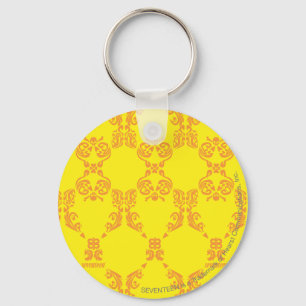 Damask Yellow-Orange Key Ring