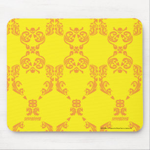 Damask Yellow-Orange Mouse Mat