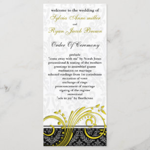 damask yellow Wedding program Programme