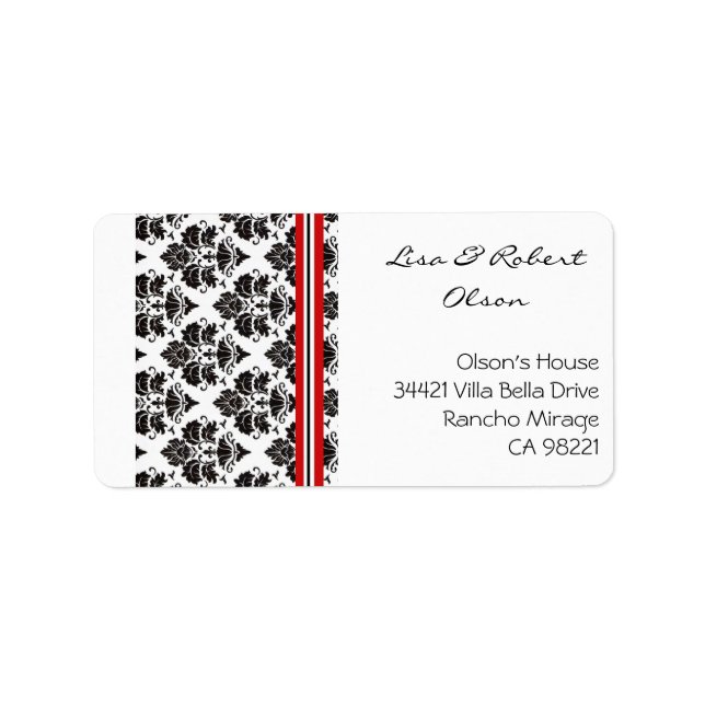 Damasks in elegante red Address Label (Front)