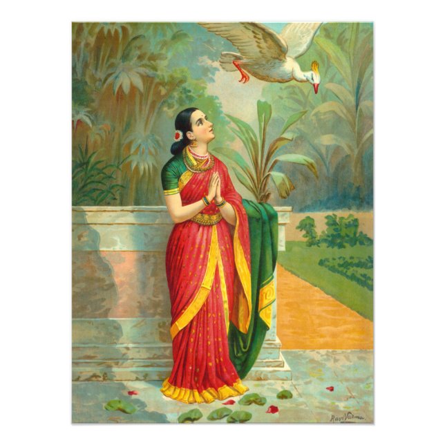 Damayanti and the Swan by Raja Ravi Varma Photo Print (Front)