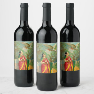 Damayanti and the Swan by Raja Ravi Varma Wine Label