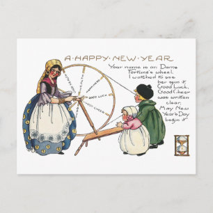 Dame Fortune and Her Spinning Wheel Postcard