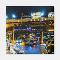 Damen CTA Station at Night