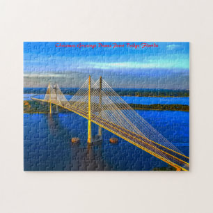 Dames Point Bridge Florida. Christmas Greetings Jigsaw Puzzle