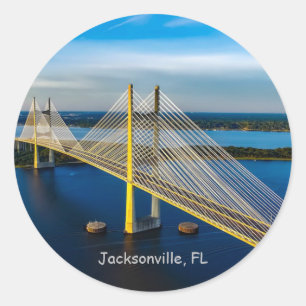 Dames Point Bridge, Jacksonville Classic Round Sticker