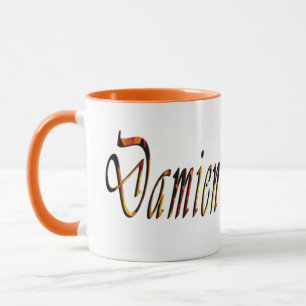 Damien Name Logo, Orange Combo Coffee Mug