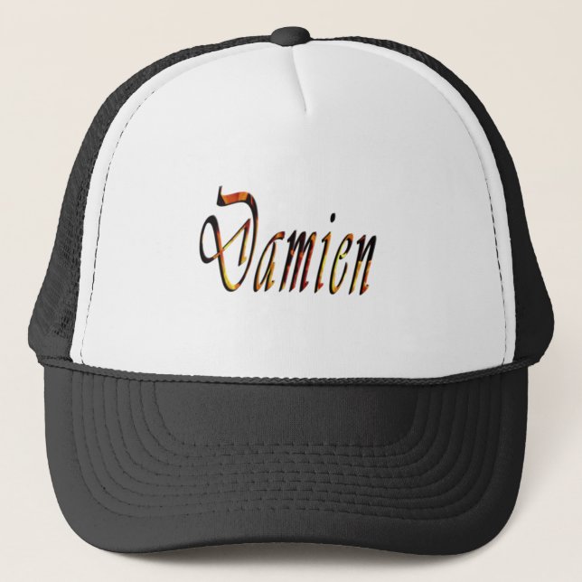 Damien Name Logo, Trucker Hat (Front)