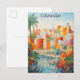 Dammam Saudi Arabia Travel City Painting Aesthetic Postcard