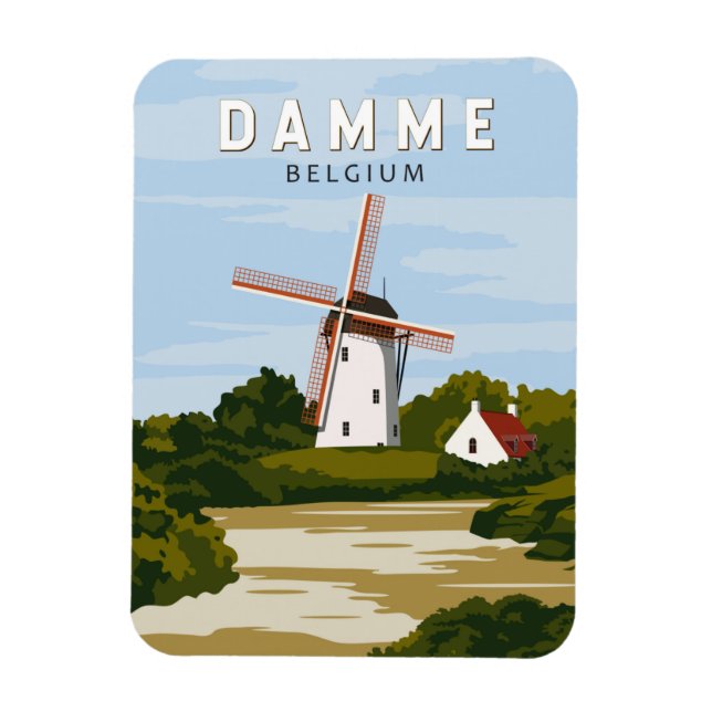 Damme Belgium Retro Travel Art Vintage  Magnet (Vertical)