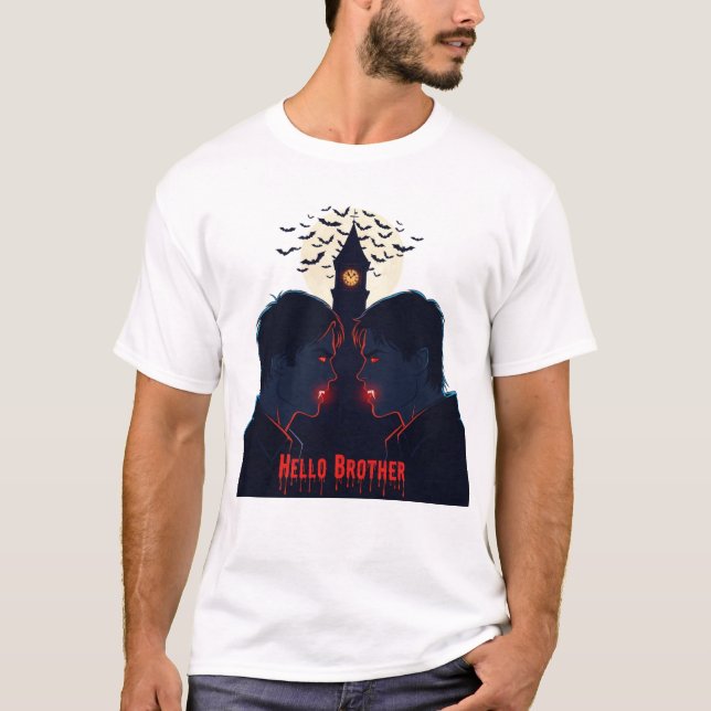 Damon and Stefan Salvatore Gothic Halloween Art T-Shirt (Front)
