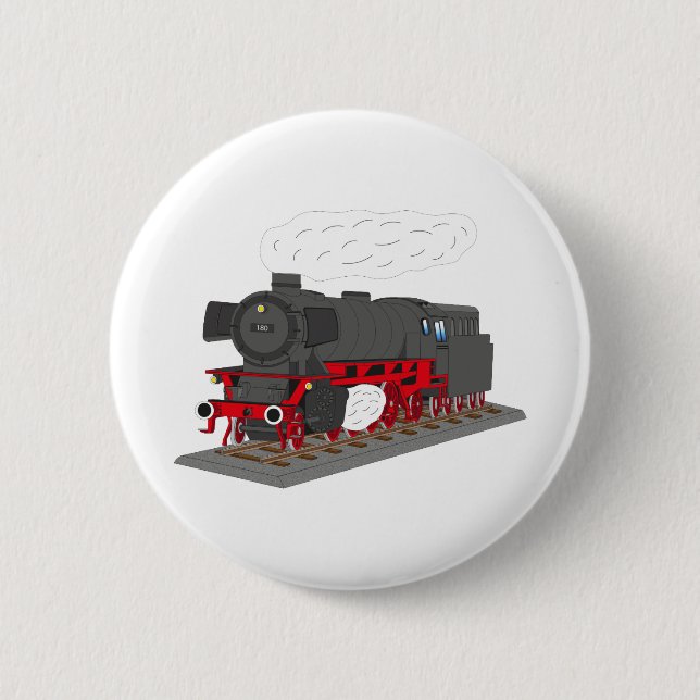 Dampflokomotive 6 Cm Round Badge (Front)