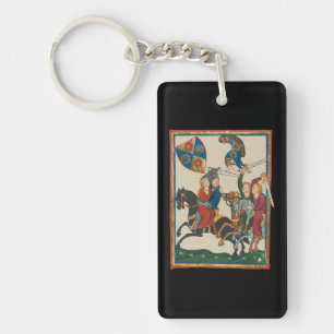 Damsel In Distress, 14th Century Mediaeval Art Key Ring