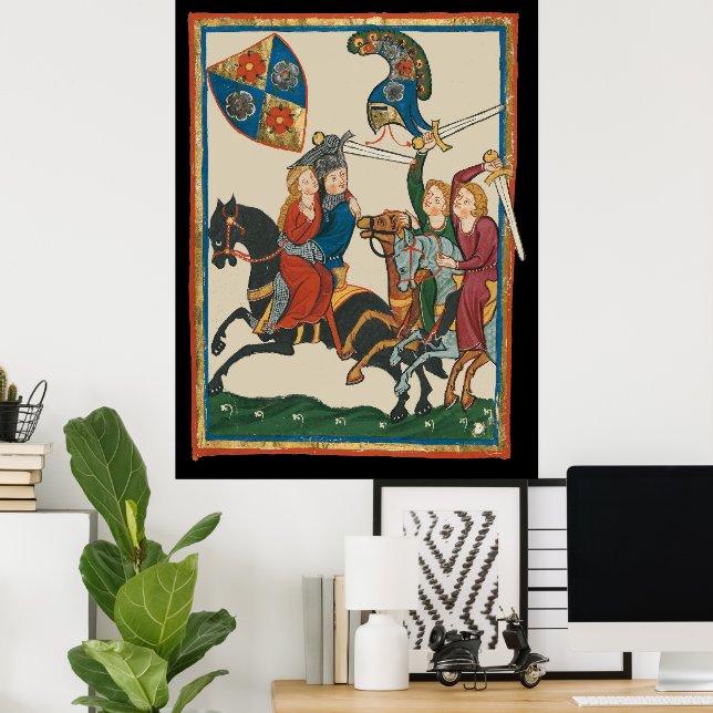 Damsel In Distress, 14th Century Mediaeval Art Poster (Home Office)