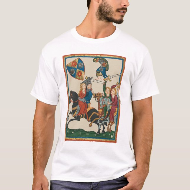 Damsel In Distress, 14th Century Mediaeval Art T-Shirt (Front)