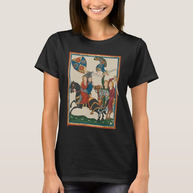 Damsel In Distress, 14th Century Mediaeval Art T-Shirt (Front)