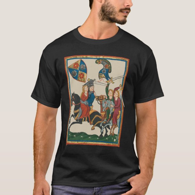 Damsel In Distress, 14th Century Mediaeval Art T-Shirt (Front)