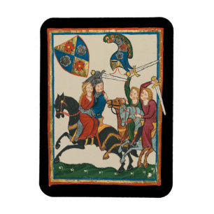 Damsel In Distress, 14th Century Medieval Art Magnet