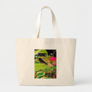 Damselfly and Rose Large Tote Bag