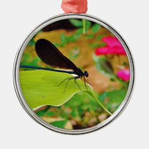 Damselfly and Rose Metal Tree Decoration