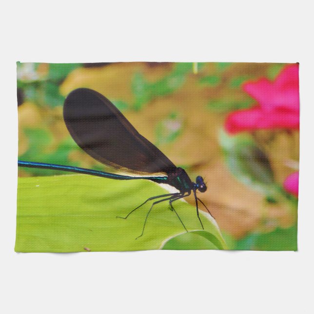 Damselfly and Rose Tea Towel (Horizontal)