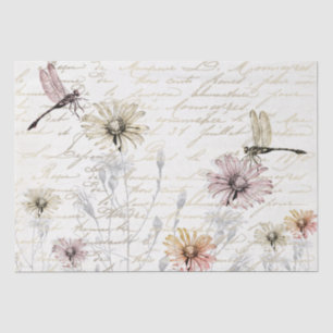 Damselfly Dancers French Script Meadow Decoupage Tissue Paper