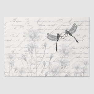Damselfly Dancers French Script Meadow Decoupage Tissue Paper